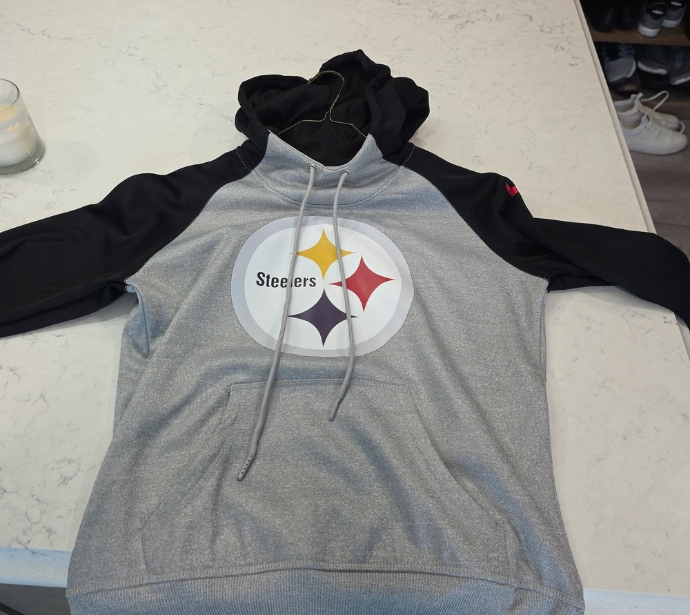 Nike Gray and Black Pittsburgh Steelers Hooded Sweatshirt